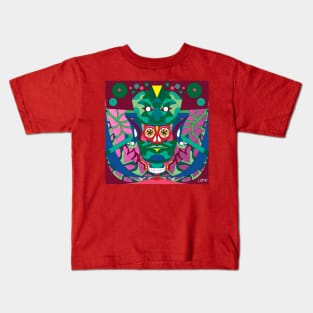 reina roja, the mayan red queen in ecopop pattern mandala Kids T-Shirt